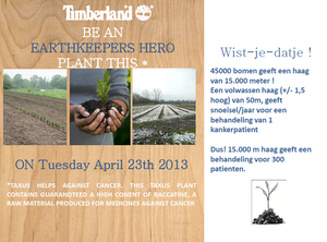 23 april 2013 - Timberland helpt mee de hoop vergroten.